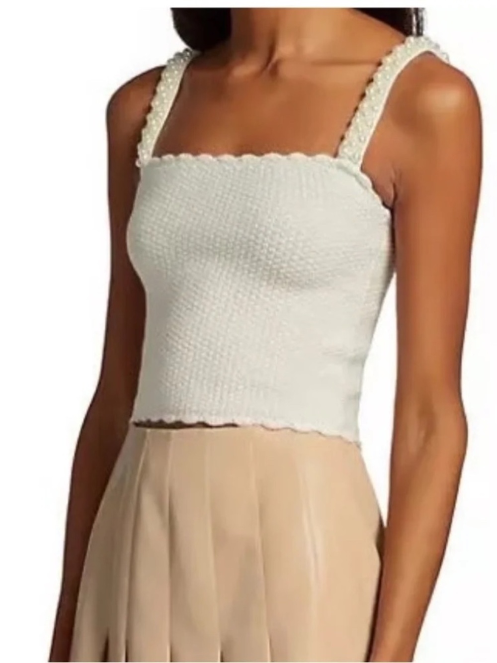 Alice + Olivia knit pearl accent tank top